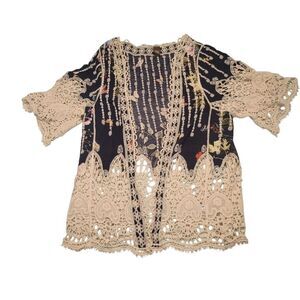 RAJ Floral Lace Open-Front Top